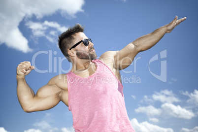 strong fit man posing