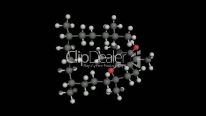 vitamin E (tocopherol)  molecule rotating seamless loopable with alpha channel