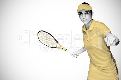 Composite image of female athlete playing tennis