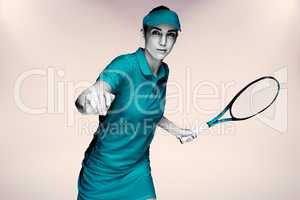 Composite image of female athlete playing tennis