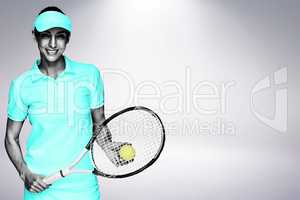 Composite image of female athlete playing tennis