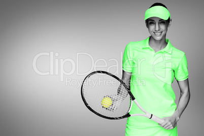 Composite image of female athlete playing tennis