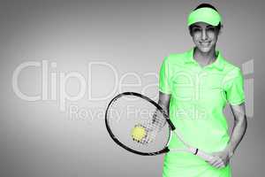 Composite image of female athlete playing tennis