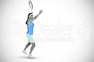 Composite image of female athlete playing tennis