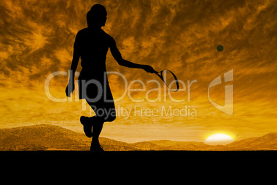 Composite image of athlete playing tennis with a racket