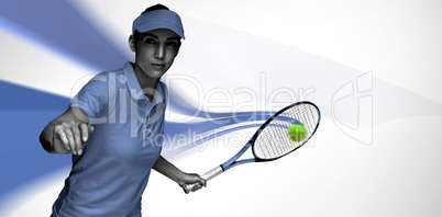 Composite image of female athlete playing tennis