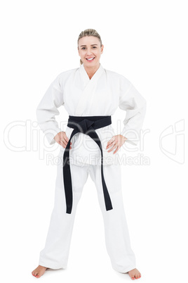 Female athlete posing in kimono