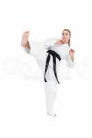 Female athlete practicing judo