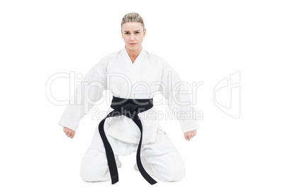 Female athlete practicing judo