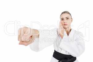 Female athlete practicing judo