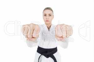 Female athlete practicing judo