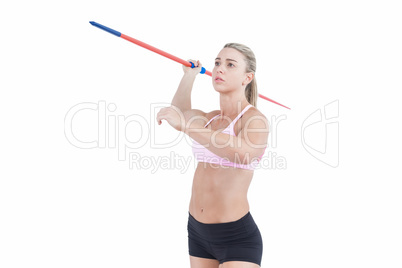 Female athlete throwing a javelin