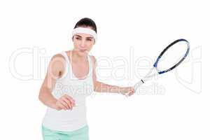 Female athlete playing tennis