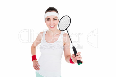 Female athlete playing badminton