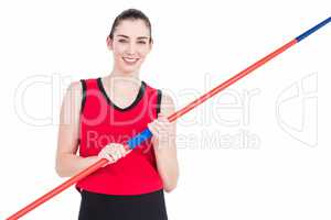 Female athlete holding a javelin