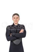 Portrait of swimmer in wetsuit