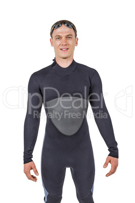 Portrait of swimmer in wetsuit