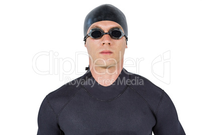 Close-up of confident swimmer in wetsuit