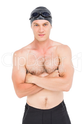 Portrait of swimmer posing with arms crossed