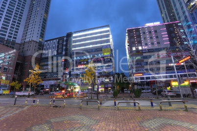 Commercial area in Suwon city in Korea