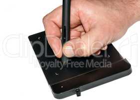 Hand on graphic tablet