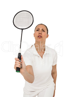 Female player playing badminton