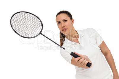 Female player playing badminton