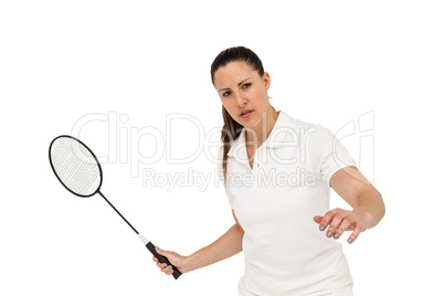 Female player playing badminton