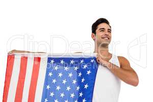 Athlete posing with american flag