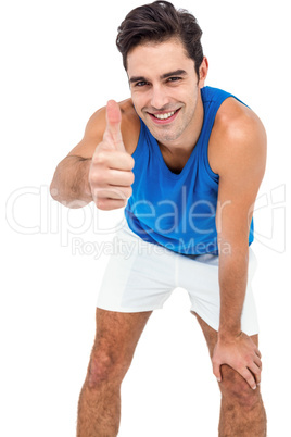 Male athlete posing on white background