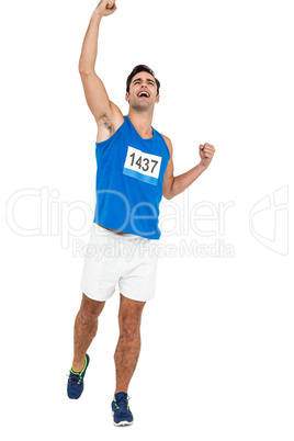 Male athlete posing after victory