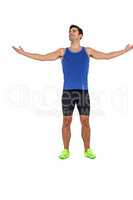 Athlete standing with arms outstretched