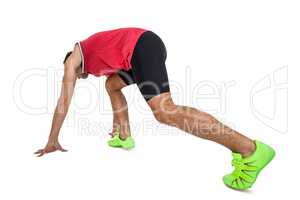 Male athlete in ready to run position