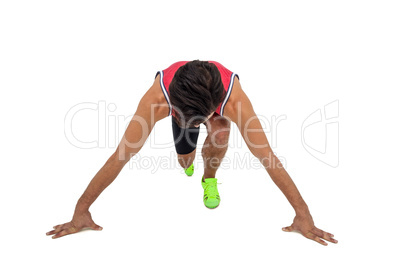 Male athlete in ready to run position