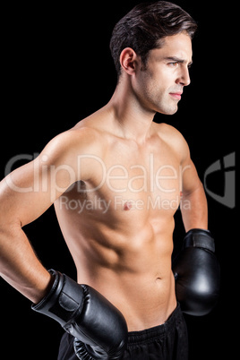 Boxer standing with boxing gloves