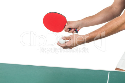 Male athlete playing table tennis