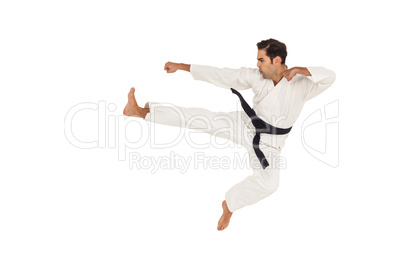 Fighter performing karate stance
