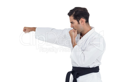 Fighter performing karate stance