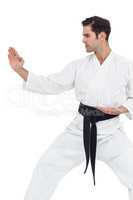 Fighter performing karate stance