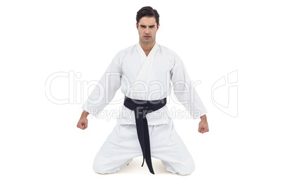 Portrait of serious karate player