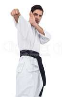 Fighter performing karate stance