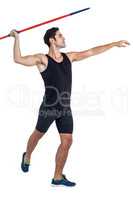Male athlete preparing to throw javelin