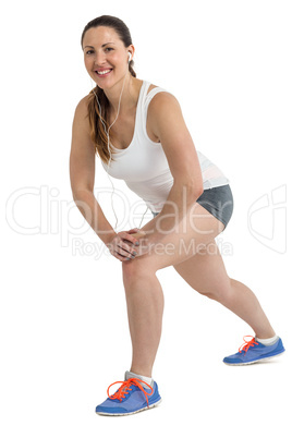 Athlete woman doing stretching exercise