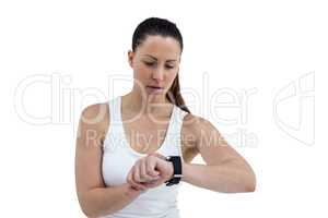 Athlete woman watching on white background