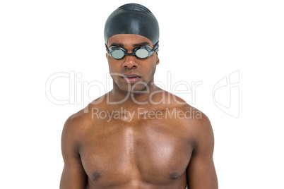 Swimmer in swimmingÂ goggles and swim cap