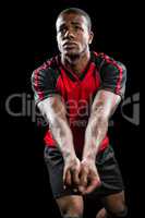 Sportsman posing while playing volleyball