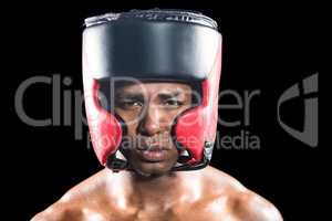 Portrait of boxer with helmet