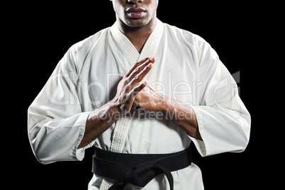 Fighter performing hand salute