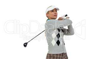 Golf player taking a shot