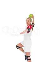 Sportswoman throwing a ball